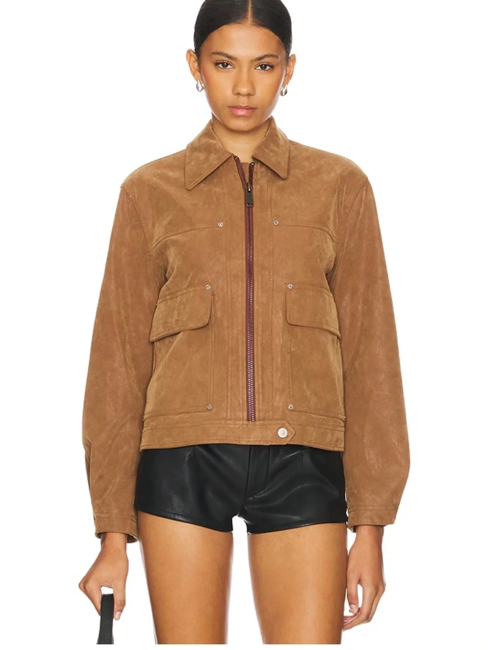 We The Free Blair Faux Suede Jacket in Caramel Cafe #2576